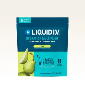 Liquid I.V. Hydration Multiplier - Pear - Hydration Powder Packets | Electrolyte Powder Drink Mix | Convenient Single-Serving Sticks | 8 Vitamins & Nutrients | 1 Pack (16 Servings)